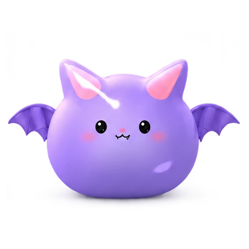 A lilac bat with little outstretched wings