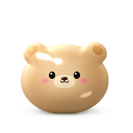 A caramel bear with round ears and a little cream muzzle