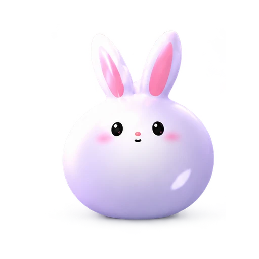 A cloud-colored bunny with long pink ears