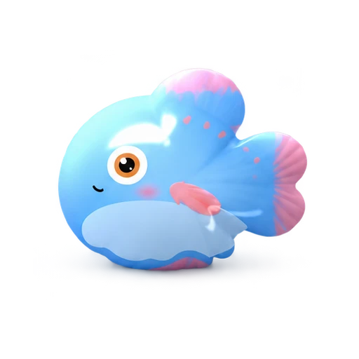 A sky-blue fish with soft pastel fins