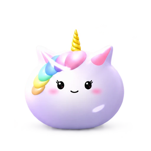 A pearly lilac unicorn with a pastel mane and golden horn